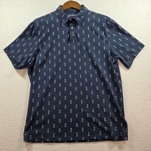 Artefact Mens Navy Blue Geometric Arrow Print Polo Shirt Cotton MGK10740-HY L